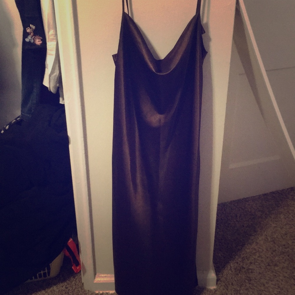 Scoop neck satin slip dress